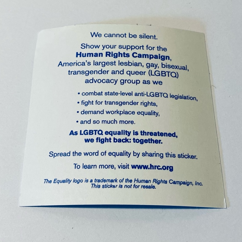 Equality Human Rights Campaign Sticker Pack (3) - Picture 5 of 6